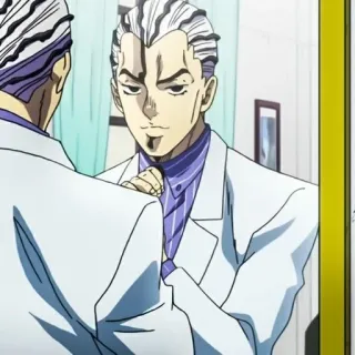 🐈 Yoshikage Kira JoJo's Bizarre Adventure anime, bösewicht, kira, yoshikage, krawatte, spiegel, jojo whatsapp sticker