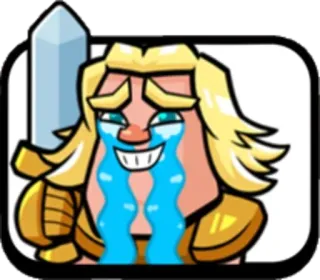 😢 clash royale, золотой рыцарь, эмоция, плач, игра telegram sticker