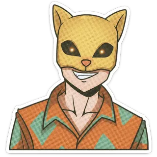 🌟 猫, 面具, 黄色, 恐怖, 反派, 男人, 服装 telegram sticker