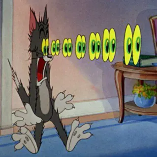😾 Tom Cat Tom and Jerry мультик, смешной, в шоке, большие глаза, кот, анимация telegram sticker