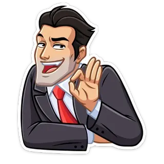 👌 homme, costume, ok, geste, dessin animé whatsapp sticker