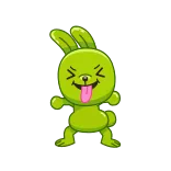 😝 กระต่าย, สีเขียว, สัตว์, น่ารัก, การ์ตูน telegram sticker