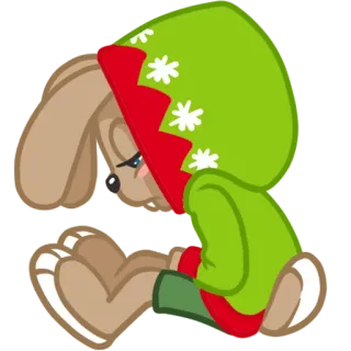 😔 animal, conejo, conejito, triste, dibujos animados, lindo, personaje telegram sticker