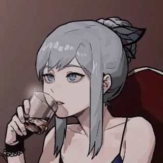 ⏳ anime, drinking, glass, girl, cocktail, relaxing telegram sticker