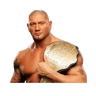 😁 Batista catcheur, athlète, champion, pouce levé, ceinture d'or telegram sticker