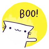 🤪 BOO! gato, bu, halloween, adesivo, fofo, fantasma telegram sticker
