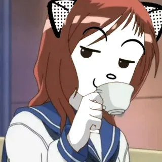 😏 อนิเมะ, หูแมว, ชา, ผู้หญิง, การ์ตูน telegram sticker