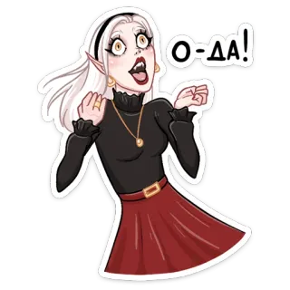 😍 О-ДА! cartoon, vampire, sticker, woman, white hair telegram sticker