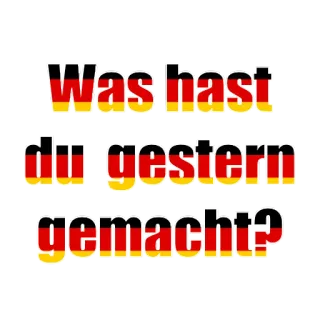 👋 Was hast du gestern gemacht? niemcy, pytanie, niemiecki, tekst, flaga whatsapp sticker