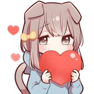 ❤️ 动漫, 可爱, 狗, 女孩, 心, 爱, 卡哇伊, 贴纸 whatsapp sticker