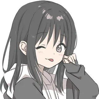 😋 Anime, Fille, Mignon, Dessin animé, Manga, Clin d'œil telegram sticker