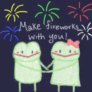 🎆 Make fireworks with you! fogos de artifício, amor, fofo, rãs, relacionamento, celebração telegram sticker