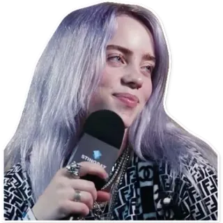 😏 Billie Eilish певец, музыкант, знаменитость, Билли Айлиш, поп-звезда, исполнитель, микрофон telegram sticker
