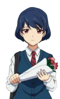 😇 Anime, Meisje, Bloemen, Schooluniform, Cartoon, Personage, Manga telegram sticker