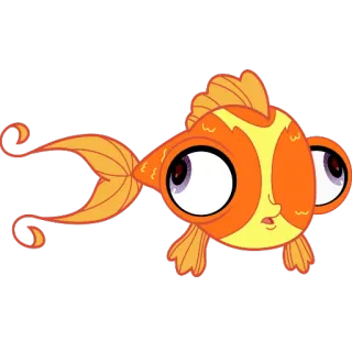 😲 Goldfisch, Cartoon, Fisch, Tier, Orange, Süß telegram sticker