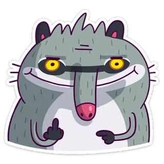 🖕 rakun, jari tengah, menyinggung, gestur, kartun telegram sticker