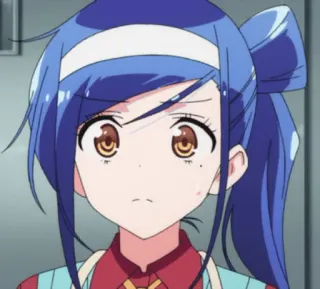 🙁 ragazza anime, cartone animato, capelli blu, carina, sorridente telegram sticker