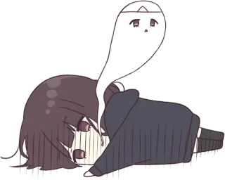 😪 Anime, Verdrietig, Geest, Liggend, Uitgeput telegram sticker