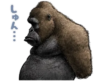 😞 しゅん… горилла, грустный, животное, обезьяна, млекопитающее whatsapp sticker
