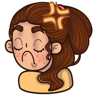 😣 Cartoon, Sticker, Emoji, En colère, Fâchée, Femme telegram sticker