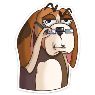🤓 anjing, kartun, kacamata, binatang, imut, stiker telegram sticker