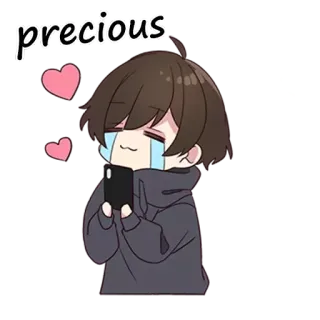 ❤️ precious carino, anime, prezioso, cuori, piangendo, ragazzo telegram sticker
