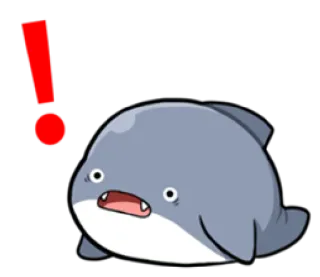 😚 haai, cartoon, waarschuwing, uitroepteken telegram sticker