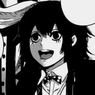 🕷 manga, anime, character, black hair, bow tie, smile telegram sticker