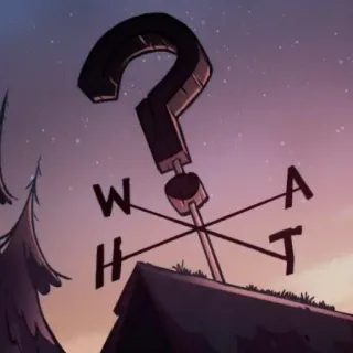 ❓ WHAT question mark, weathervane, what, roof, cartoon telegram sticker