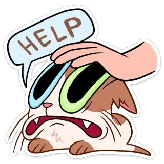 🆘 HELP Katze, Hilfe, Cartoon, Aufkleber, Used-Look, Lustig telegram sticker