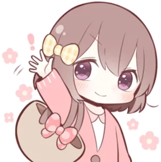 💐 Аниме, Девочка, Милый, Мультфильм, Чиби, Каваий, Привет telegram sticker