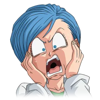 😱 Bulma Dragon Ball Аниме, Мультфильм, В шоке, Женщина, Учёный, Страх, Dragon Ball Z telegram sticker