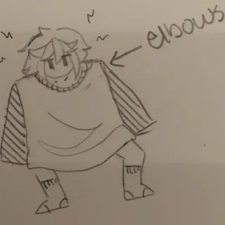 😶 elbows drawing, cartoon, character, elbows, person, illustration telegram sticker
