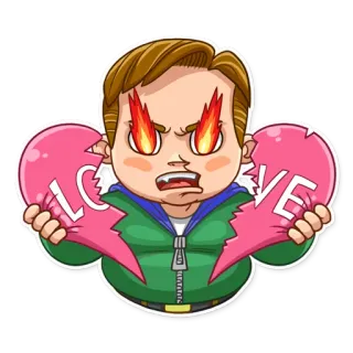 😡 raiva, dor de cotovelo, amor, fúria, desenho animado, término telegram sticker