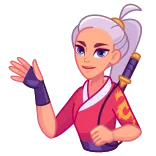 👋 Cartoon, Anime, Weiblich, Kriegerin, Schwert, Katana, Frau, Kämpferin telegram sticker
