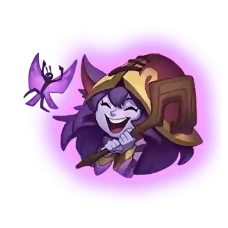😆 Lulu League of Legends fioletowy, szczęśliwy, wiedźma, kapelusz, gra wideo telegram sticker