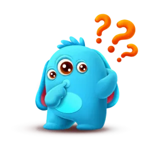 ❔ mostro, blu, punto interrogativo, cartone animato, carino, pensieroso, confuso telegram sticker