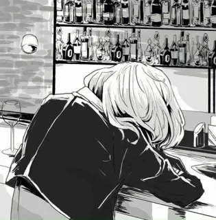 🐈 Bar, traurig, Alkohol, Getränk, einsam, trinken telegram sticker