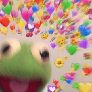 😱 Kermit kermit, hearts, love, emojis, cute, positive telegram sticker