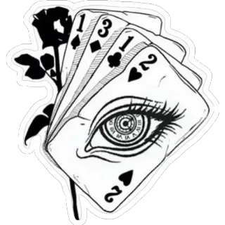 🙏 playing cards, eye, rose, drawing, sticker, gambling, fortune telling telegram sticker