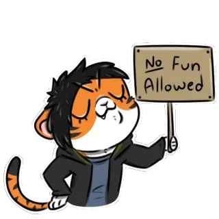 🏄 No Fun Allowed Desenho animado, Tigre, Sem graça, Placa telegram sticker