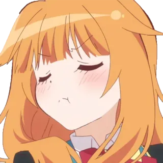 😠 anime, chica, linda, dibujos animados, pelo naranja, puchero, kawaii telegram sticker