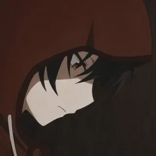 🖇 anime, hooded figure, red hood, dark, character telegram sticker