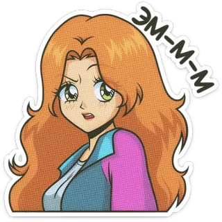🌟 Э-М-М-М 卡通, 动漫, 女孩, 俄语, 困惑, 漫画 telegram sticker