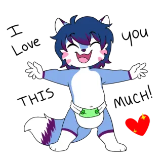 ❤ cartoon, animal, baby, diaper, heart, cute telegram sticker