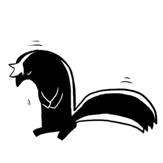 😞 gambá, animal, desenho animado, preto e branco, mamífero telegram sticker