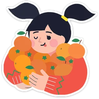 🍊 naranja, niña, fruta, niño/niña, comida, lindo/linda telegram sticker