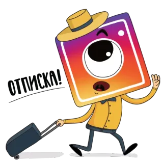 🖐 Logo Instagram, Postać z kreskówki, Podróże, Wakacje, Media społecznościowe, Walizka telegram sticker
