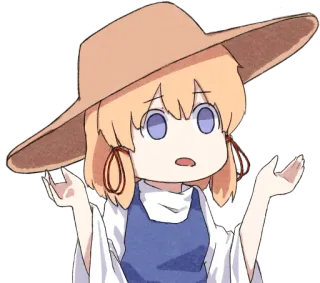 🤷‍♂️ anime, bingung, imut, gadis, topi, angkat bahu telegram sticker