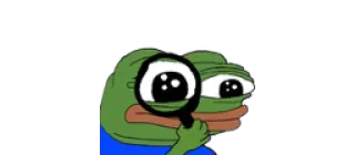 🕵️‍♀️ Pepe the Frog pepe, rana, guardando, lente d'ingrandimento, meme telegram sticker